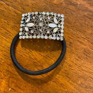 Cosmetic Jewelry for Hair!  Ponytail Holder with Silver and Pearl-like Detail!